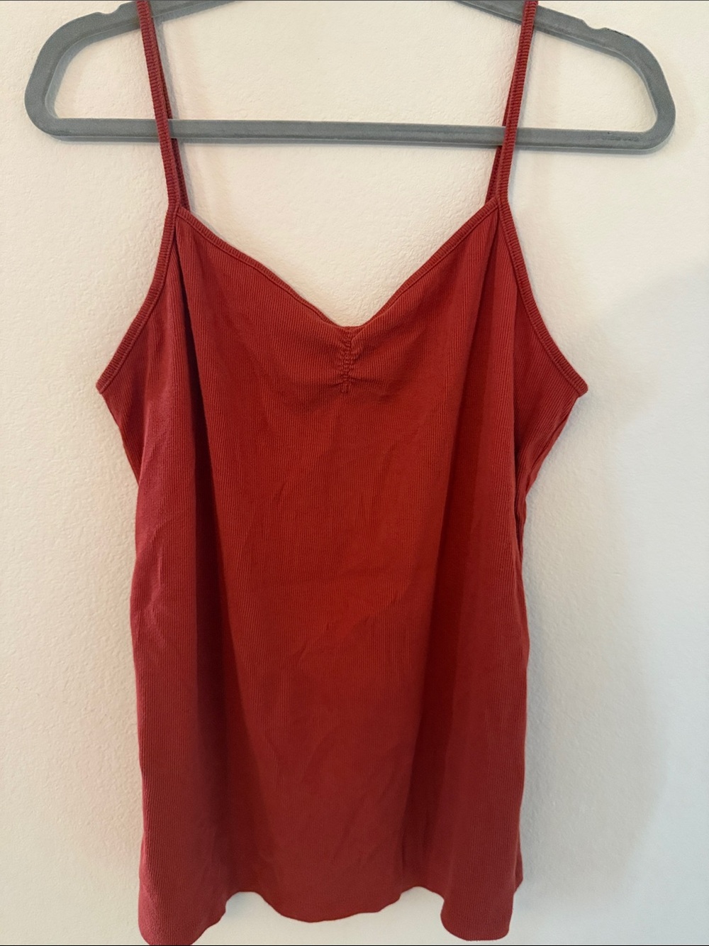 No Boundaries Rust Red Ribbed Spaghetti Strap Cami
